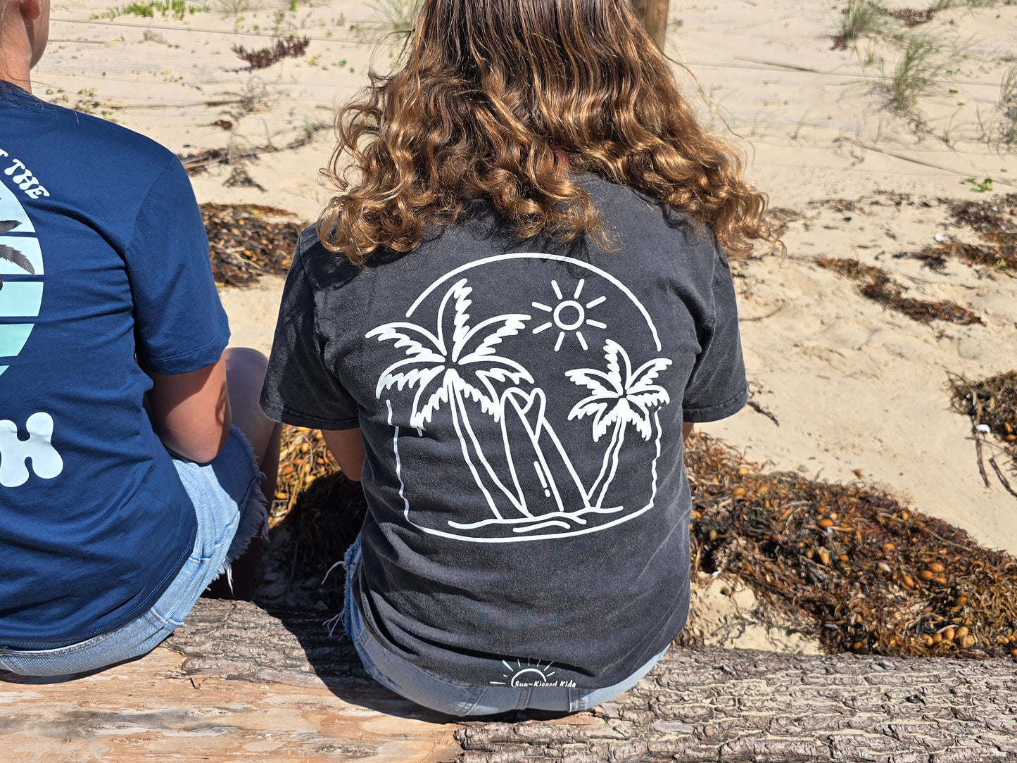 "Palm & Sun" Acid Wash Black T~Shirt