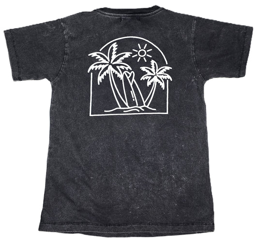 "Palm & Sun" Acid Wash Black T~Shirt